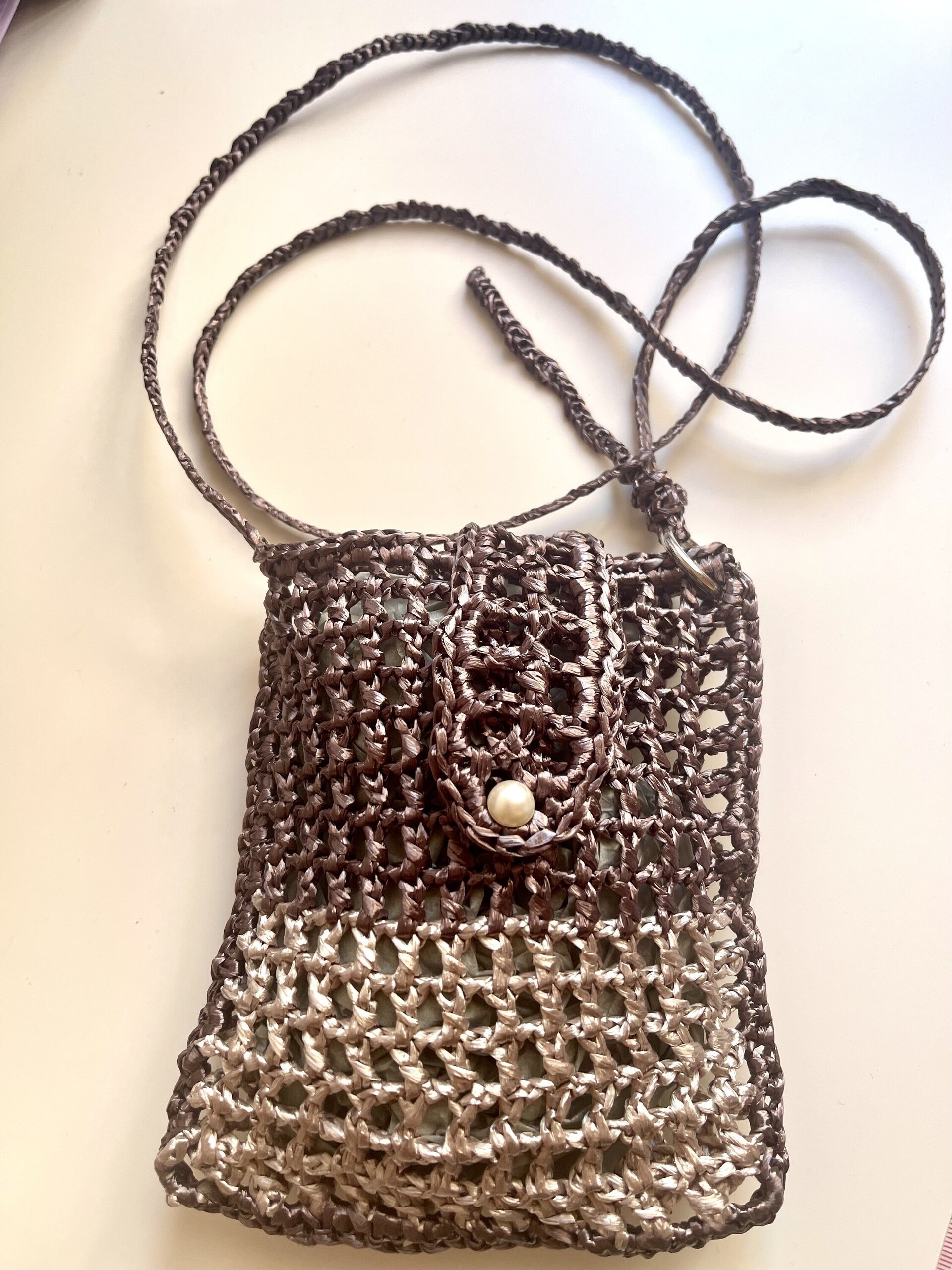 Mini bolso Rafia bicolor tostado y marrón - 2
