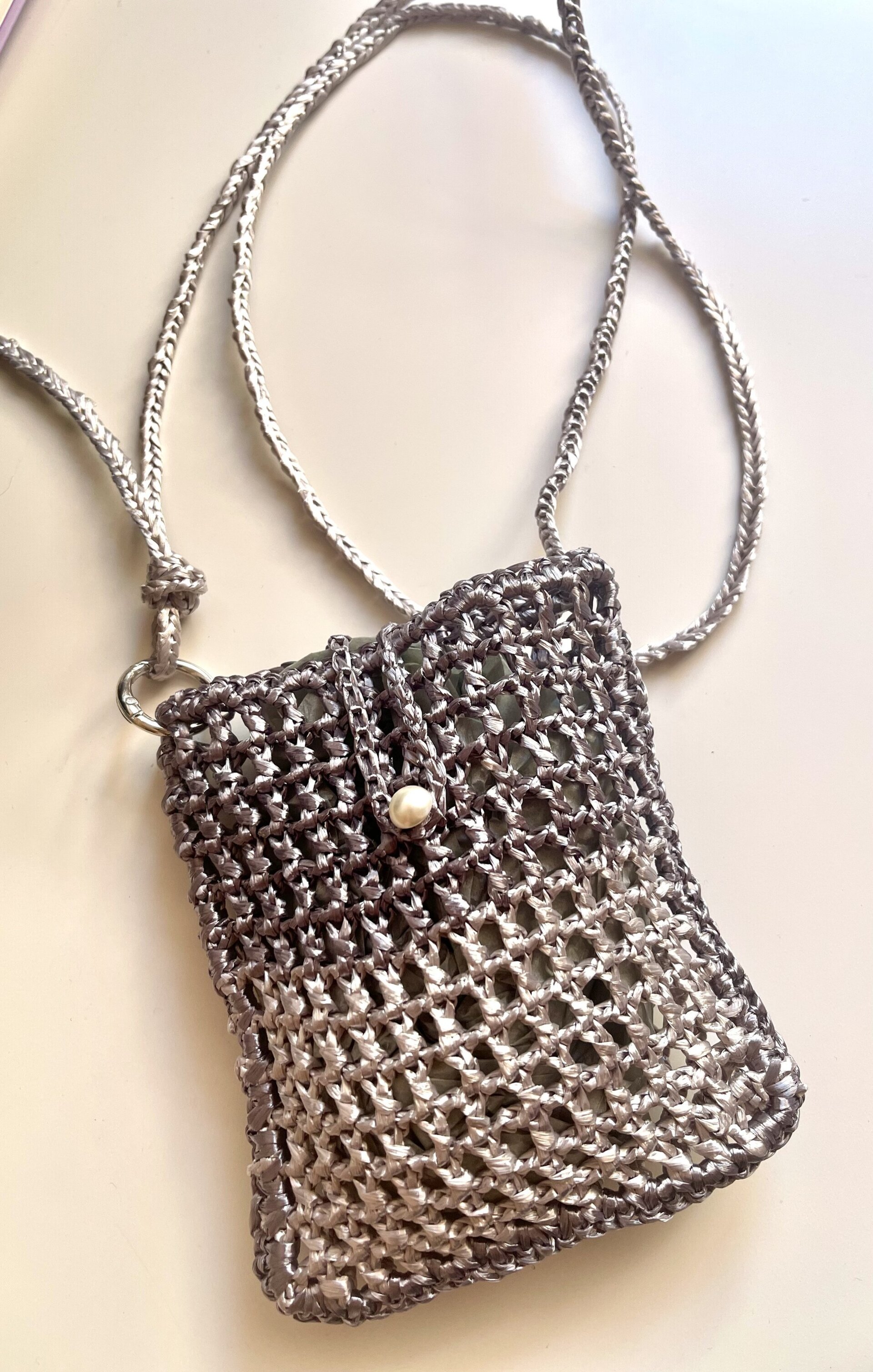 Mini bolso Rafia bicolor metalizado gris plata y gris oscuro - 2