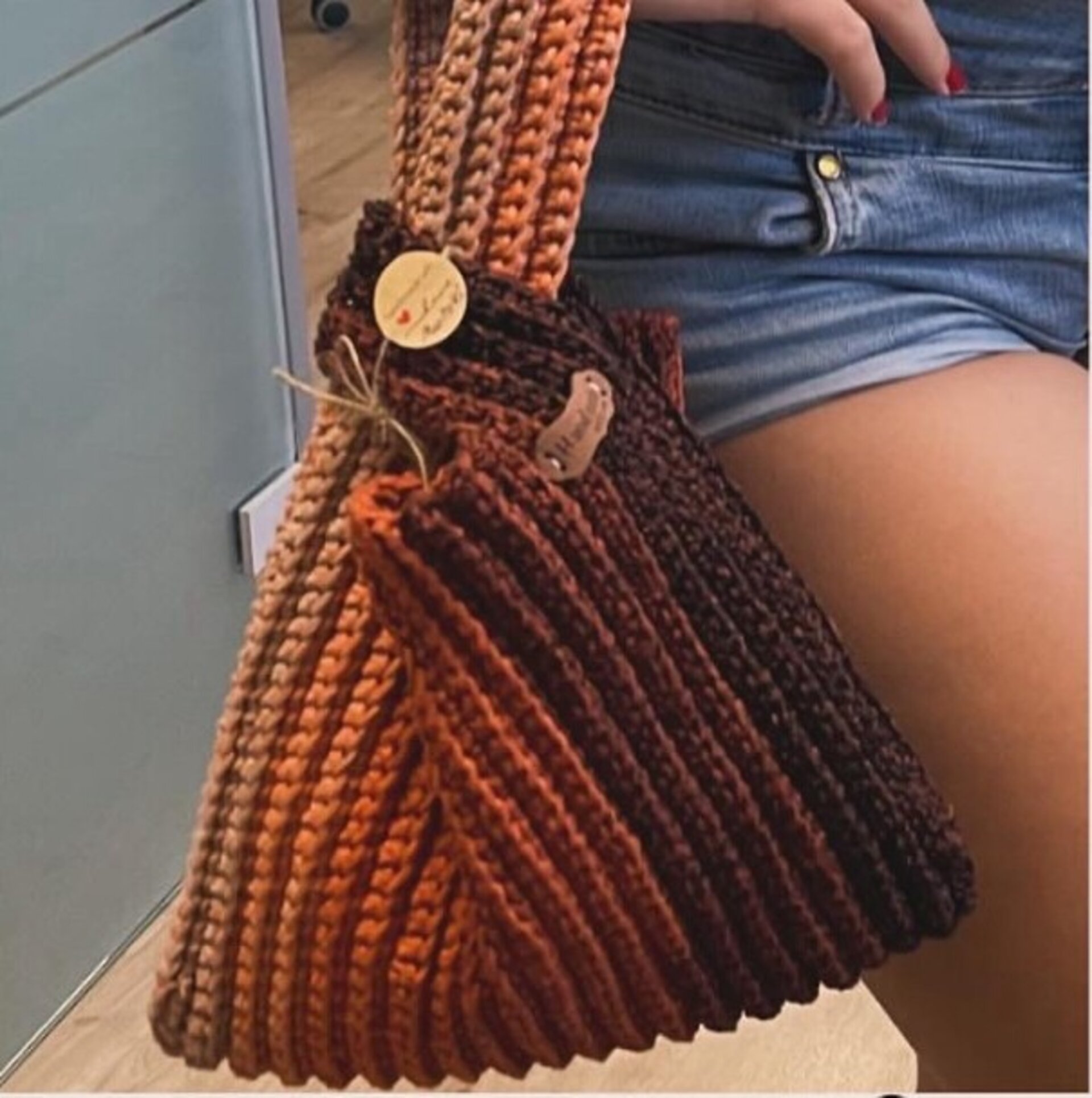 Bolso japonés modelo Japan degradado naranja marron - 2